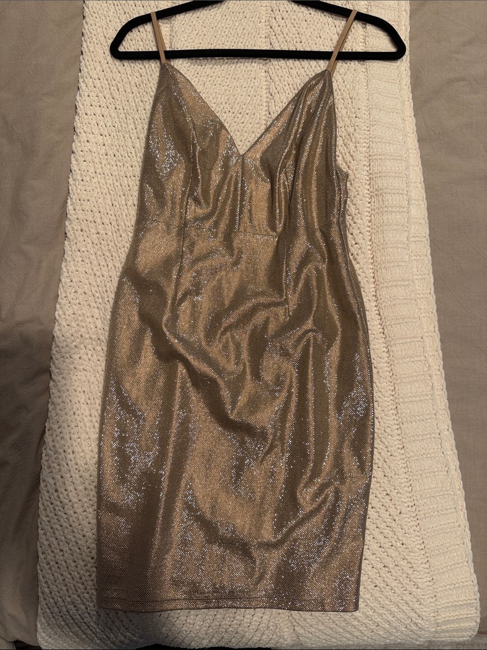 Metallic Gold V-Neck Mini Slip Dress